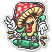 Sticker Dancing Musroom Skateboard 4" Kiss Cut Vinyl (Devant)