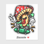 Sticker Dancing Musroom Skateboard 4" Kiss Cut Vinyl (Feuille)