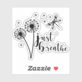 Sticker Dandelion Dragonfly Just Breathe (Feuille)