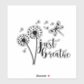 Sticker Dandelion Dragonfly Just Breathe (Feuille)