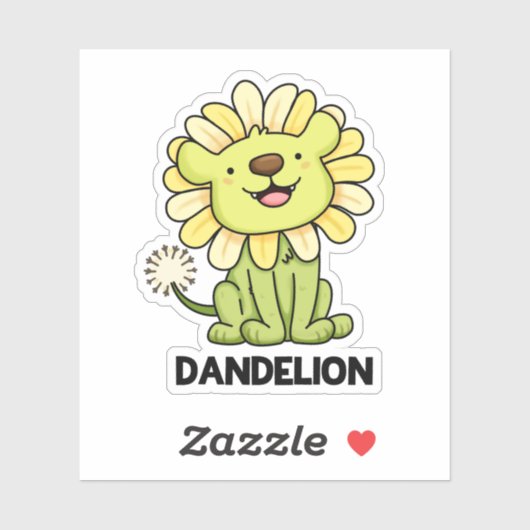 Sticker Dandelion Funny Lion Pun (Feuille)