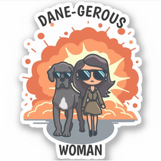 Sticker Dane Super drôle | Femme à germe dane (Devant)