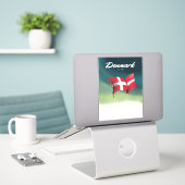 Sticker Danemark affiche de voyage "Pour skier" (Ordinateur portable sur le bureau)