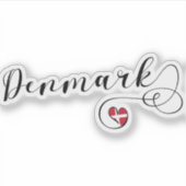 Sticker Danemark, Drapeau danois en coeur (Devant)