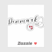 Sticker Danemark, Drapeau danois en coeur (Feuille)