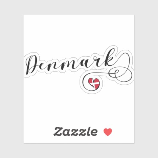 Sticker Danemark, Drapeau danois en coeur (Feuille)
