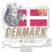 Sticker Danemark pavillon vintage viking et navire souveni (Devant)