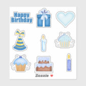 Sticker d'anniversaire bleu (Feuille)