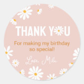 Sticker d'anniversaire Boho Pink Daisy Étiquettes (Devant)