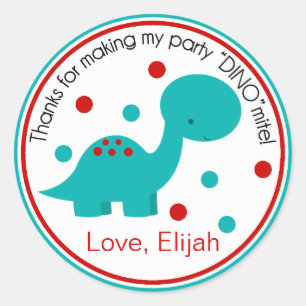 Sticker d'anniversaire de Dinosaure mignon (turquo