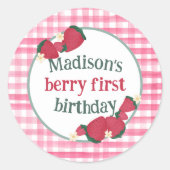 Sticker d'anniversaire de fraises ou étiquette de  (Devant)