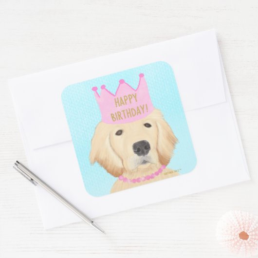 Sticker d'anniversaire de la princesse Golden Retr (Enveloppe)