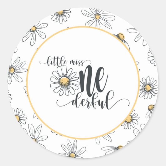 Sticker d'anniversaire de marguerite - Little Miss (Devant)