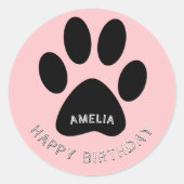 Sticker d'anniversaire Empreinte de patte rose heu (Devant)