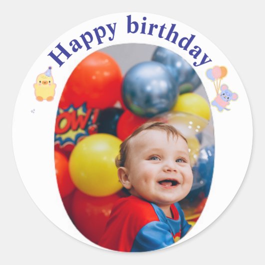 Sticker d'anniversaire personnalisé avec photo (Devant)