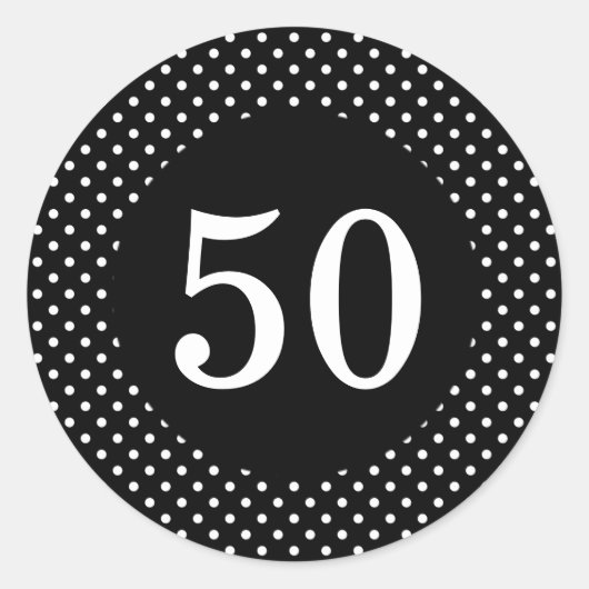 Sticker d'anniversaire Pois noir et blanc (Devant)