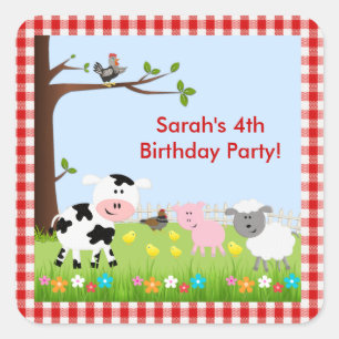 Sticker d'anniversaire pour animaux de ferme migno