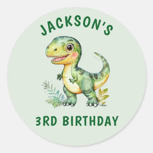 Sticker d'Anniversaire pour dinosaures personnalis (Devant)