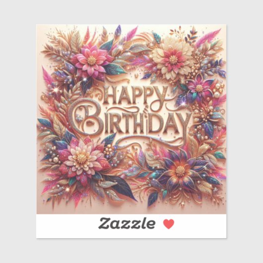 Sticker d'anniversaire radiant Parties scintillant (Feuille)