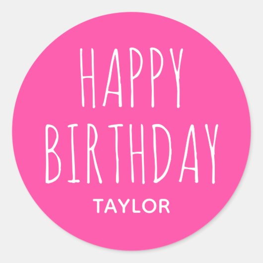 Sticker d'anniversaire simple et moderne rose (Devant)