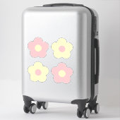Sticker Danois Pastel 4 Jaune Rose Jolie Fleurs Rétro (Sur valise)