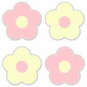 Sticker Danois Pastel 4 Jaune Rose Jolie Fleurs Rétro (Devant)