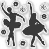 Sticker Danse Ballerina Ballet Fleur Silhouette (Devant)