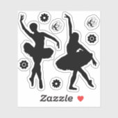 Sticker Danse Ballerina Ballet Fleur Silhouette (Feuille)