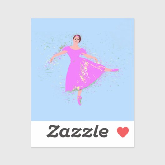 Sticker Danse de Ballerina en Robe Rose Magenta (Feuille)