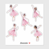 Sticker Danse et danseuses twirl ballerina danseuses roses (Feuille)