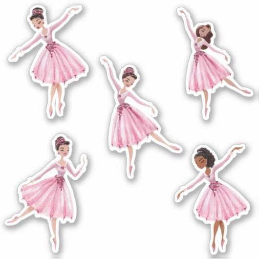 Sticker Danse et danseuses twirl ballerina danseuses roses (Devant)