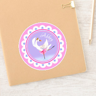 Sticker Danse Whimsical balet cygne violet personnalisé