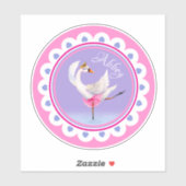 Sticker Danse Whimsical balet cygne violet personnalisé (Feuille)
