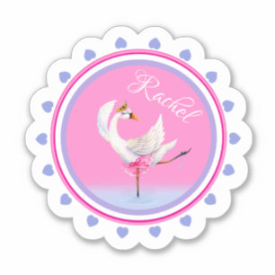 Sticker Danse Whimsical balet swan rose personnalisé