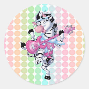 Sticker/dansende Zebra en pooldots Ronde Sticker