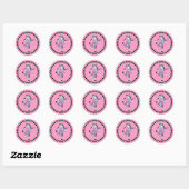 Sticker/dansende Zebra en pooldots Ronde Sticker (Vel)