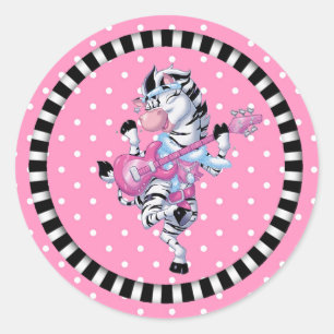 Sticker/dansende Zebra en pooldots Ronde Sticker