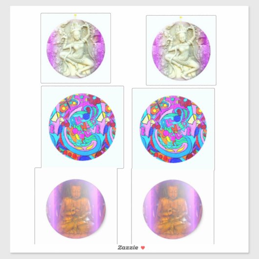 Sticker danser dakini, bouddha, hippie amour (Feuille)