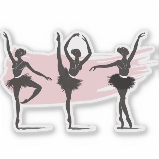 Sticker Danseurs de ballet Silhouette sur pinceau rose (Devant)