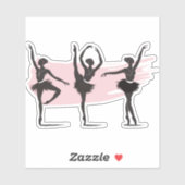Sticker Danseurs de ballet Silhouette sur pinceau rose (Feuille)