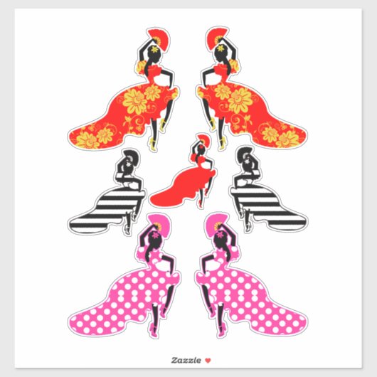 Sticker Danseurs de flamenco de Lady espagnole Silhouette (Feuille)