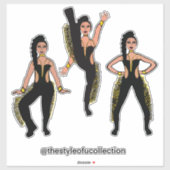 Sticker Danseuse à frange en or noir #2 (Feuille)