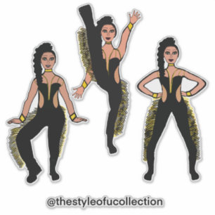 Sticker Danseuse à frange en or noir #2