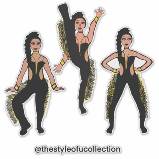 Sticker Danseuse à frange en or noir #2 (Devant)