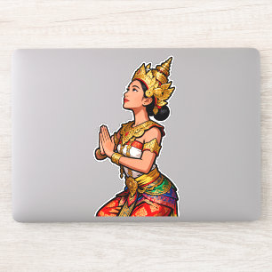 Sticker Danseuse Legong Balinaise Rose