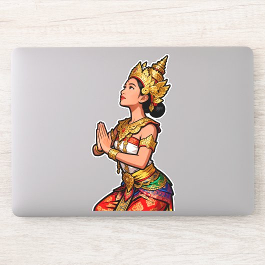 Sticker Danseuse Legong Balinaise Rose (Ordinateur)