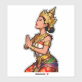 Sticker Danseuse Legong Balinaise Rose (Feuille)