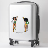 Sticker Danseuse Tri-Color Blanc Vert Jaune #2 (Sur valise)