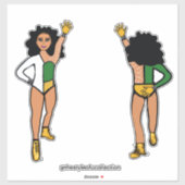 Sticker Danseuse Tri-Color Blanc Vert Jaune #2 (Feuille)