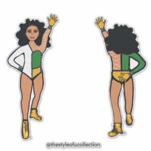 Sticker Danseuse Tri-Color Blanc Vert Jaune #2